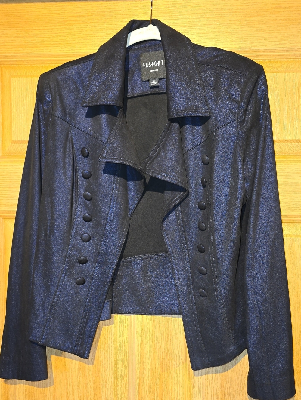 Insight Shimmery Navy Military-Style Blazer